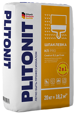 Шпатлевка финишная PLITONIT Кп Pro полимерная для стен и потолков, 20кг