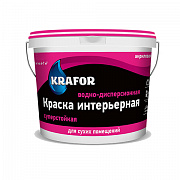 Краска ВД интерьерная "KRAFOR" суперстойкая, 6.5кг