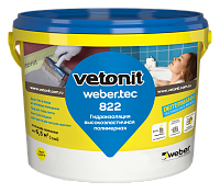 Гидроизоляционная полимерная мастика Vetonit weber.tec 822 серая, 4кг 