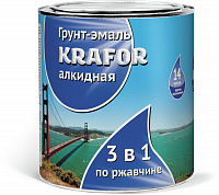 Эмаль-грунт по ржавчине KRAFOR черная, 1.9кг
