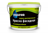Краска ВД "KRAFOR" фасадная белая, 40 кг