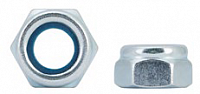 Гайка шестигранная М6 со стопорным кольцом DIN 985, покрытие белый цинк