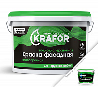 Краска ВД "KRAFOR" фасадная особопрочная, 14 кг
